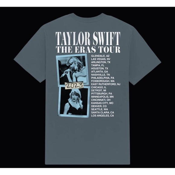 Taylor Swift T Shirt L Teal‎ The Eras Tour 2023 Merch Blue 1989 Era Graphic NEW - Picture 3 of 10
